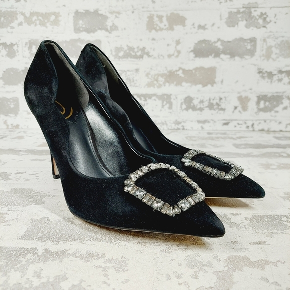 Sam Edelman Harriet Black Suede Pointed Toe Slip On Pumps D43 - Picture 4 of 13